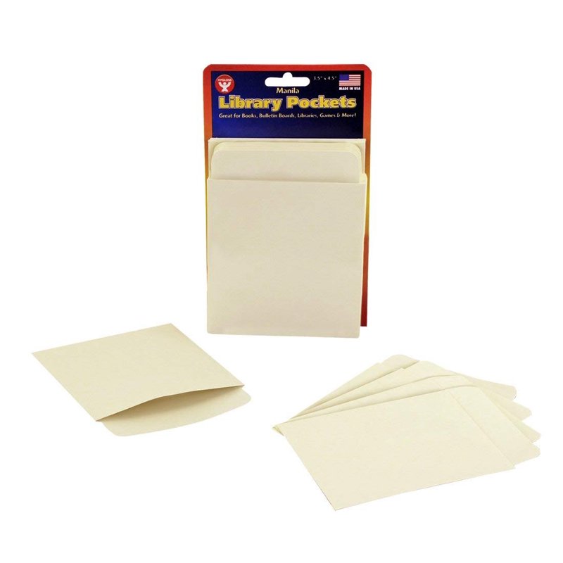 Non-Adhesive Library Pockets 3.5 x 5 Inches Manila Pack of 40