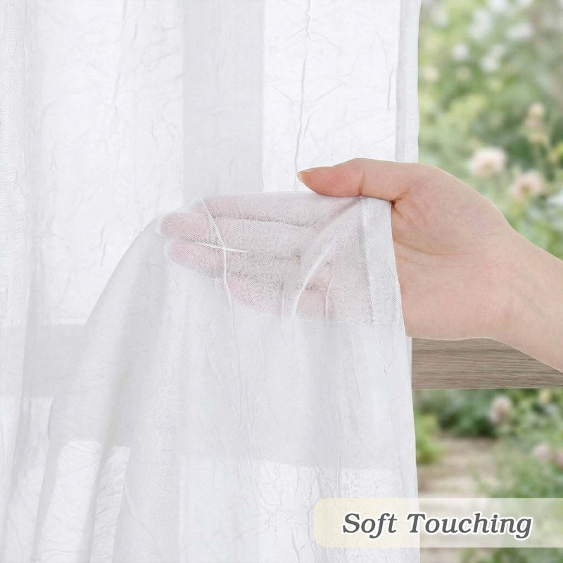 MKHILL White Crushed Valance Curtains 42x14