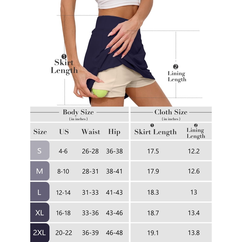 Women's 2-in-1 High-Waisted Tennis Skort with Pockets - Athletic Golf Skirt