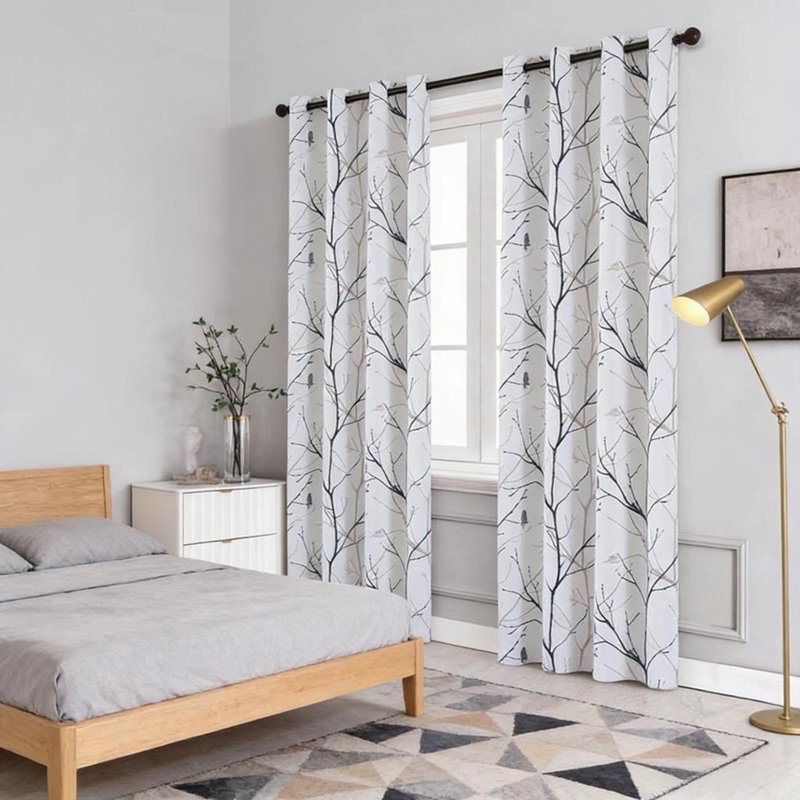 Blackout Curtains 84 Inch Length - Branches Print Thermal Insulated Drapes