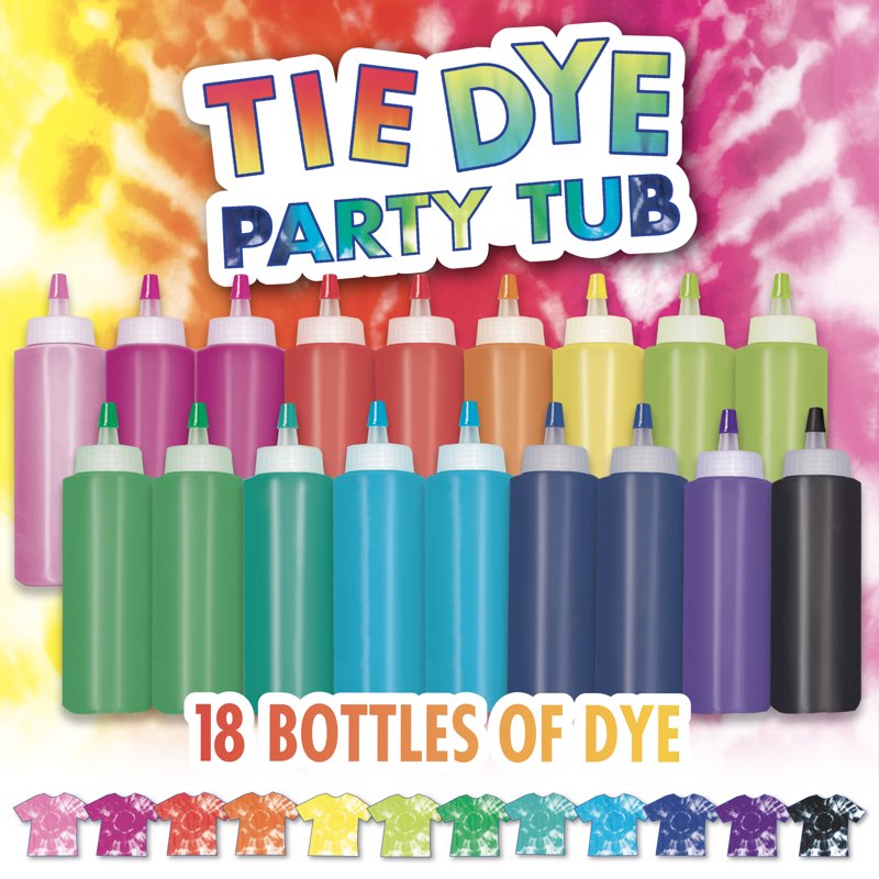 Tie Dye Party Kit with 18 Bottles & Accessories for Group Crafting
