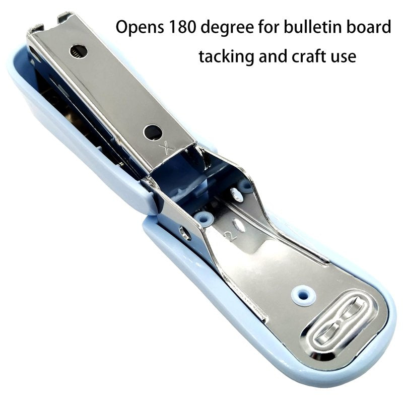 Mini Stapler with Staples and Remover - Compact Office Desk Tool in Blue & Pink