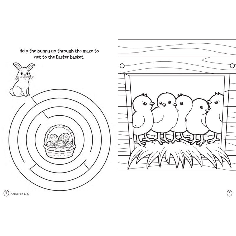 Easter Coloring & Activity Book with Crayons and Stickers for Kids - 50+ Stickers, 4 Crayons, 48 Pages
