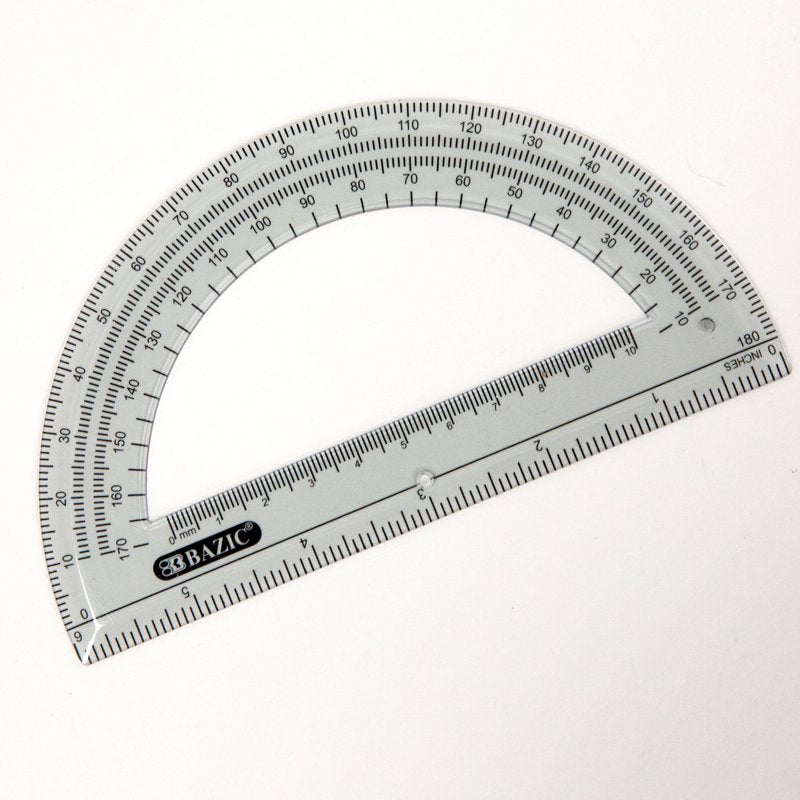 Semicircular 6-Inch Protractor for Geometry, Drawing & Measuring