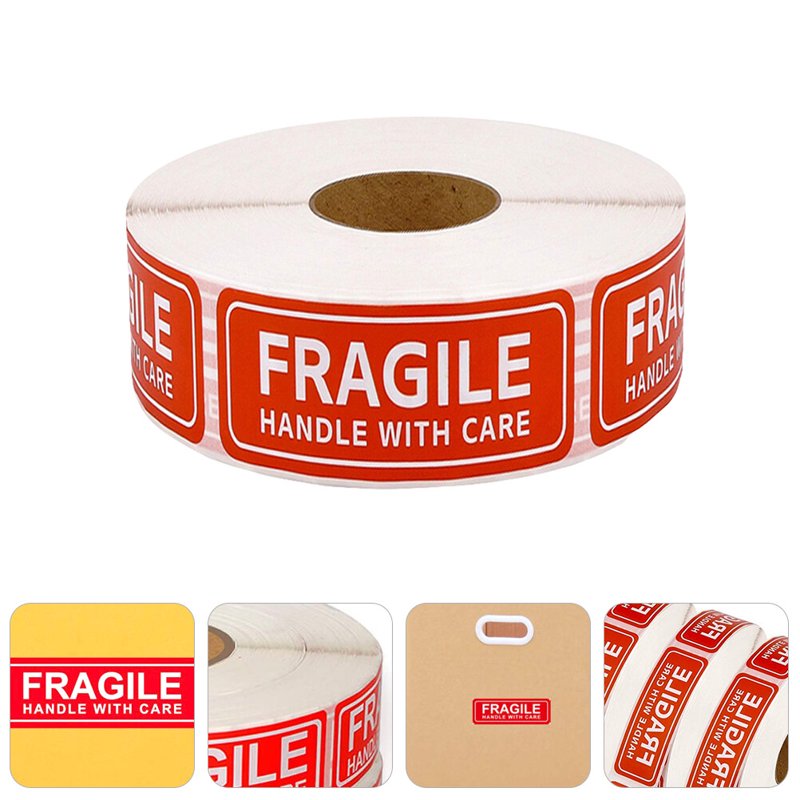150pcs Handle with Care Shipping Labels - Fragile Moving Stickers (Red)