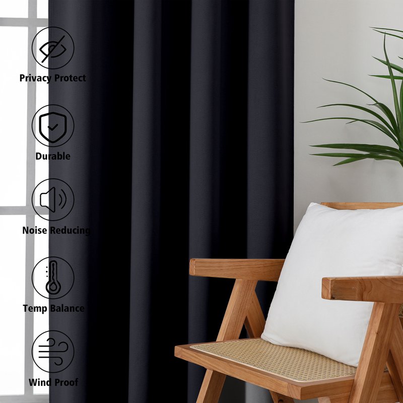 Blackout Curtains 2 Panels - Thermal Insulated Room Darkening Drapes for Bedroom Living Room
