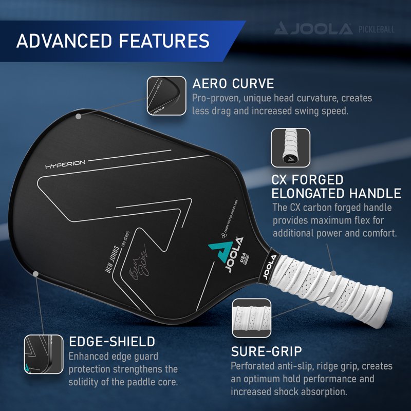 JOOLA Ben Johns Hyperion CFS Pickleball Paddle — 16mm Carbon, Elongated Handle