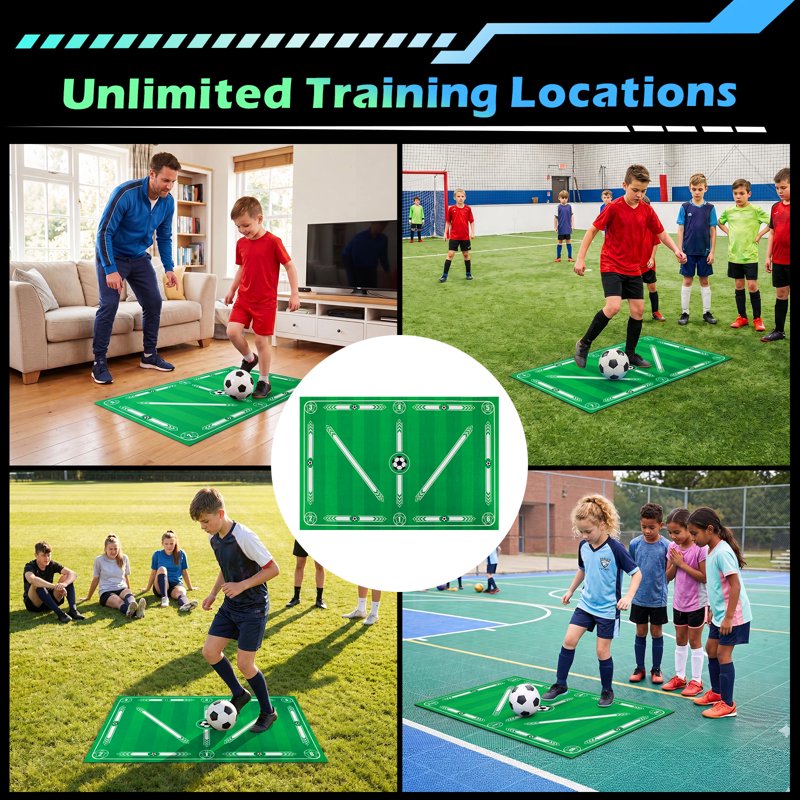 MoKo Soccer Training Mat – 35x24 in with Video & Non-Slip Socks (Green)