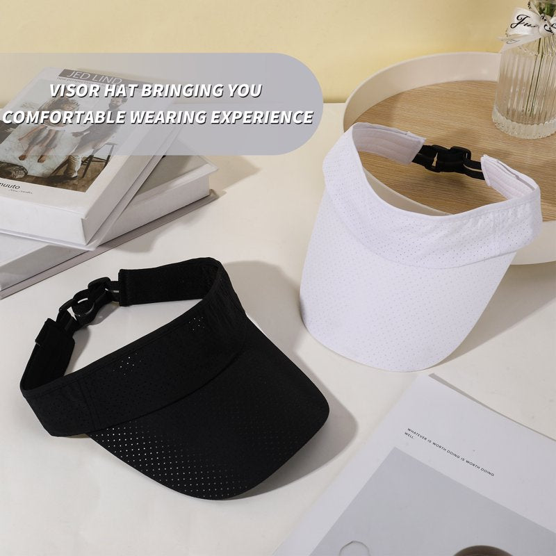 Adjustable Sport Sun Visor Hats 2 Pack - Lightweight Quick-Dry Baseball Caps