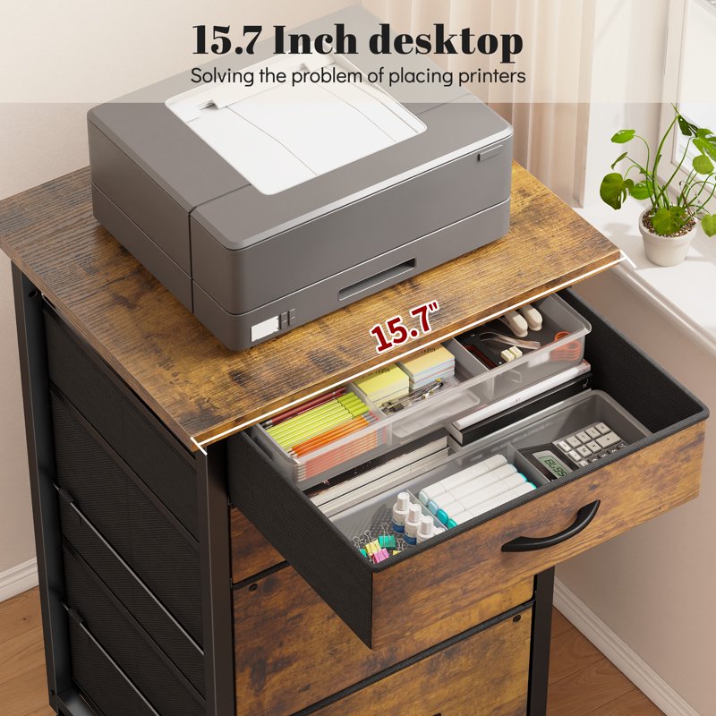 Mobile File Cabinet with Fabric Drawers and Wooden Top - Fits A4/Letter, Multi-Functional Home Office Storage