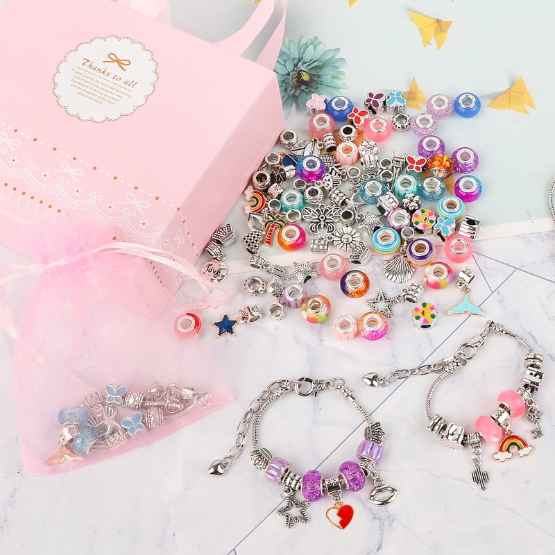 Kids Jewelry Making Kit with Charms and Chains - DIY Bracelets & Necklaces Set for Girls Ages 6-12