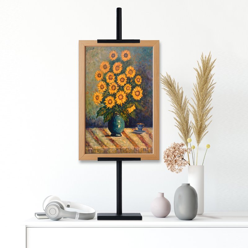 Adjustable Tabletop Easel Stand for Frames, Art, Signs Up to 28 Inches - Black & Gold