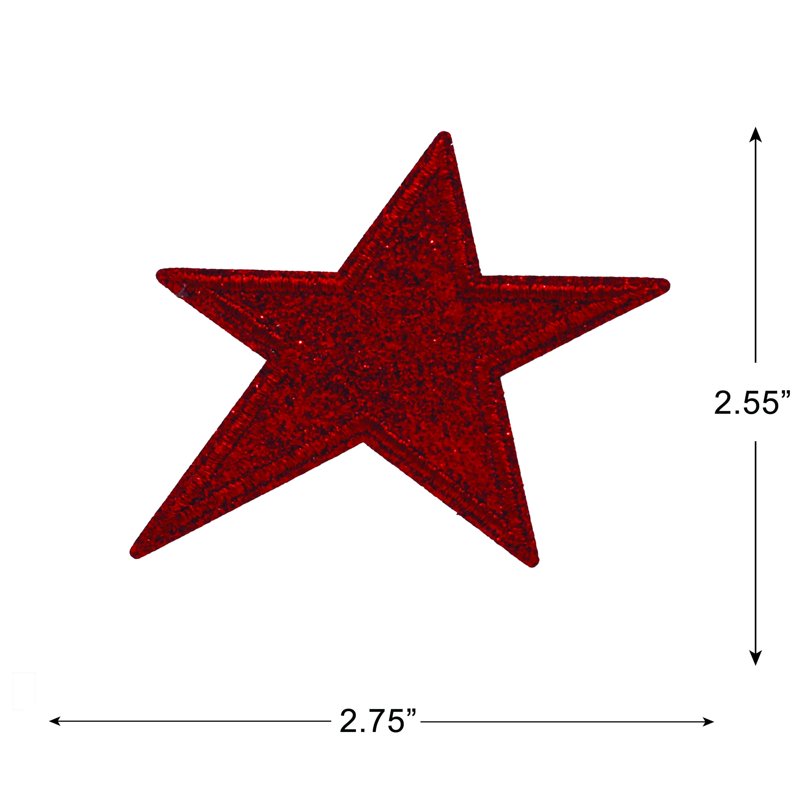 Red White and Blue Star Iron-On Patch Appliques - 3 Pack, 2.5 Inches
