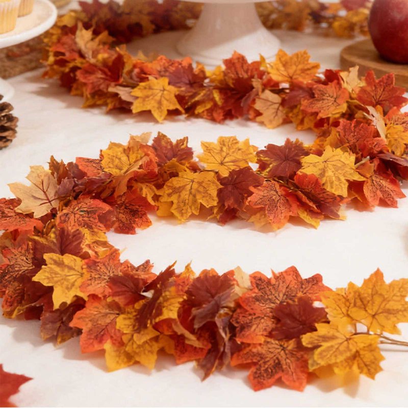Autumn Maple Leaf Garland - 68.9 Inch Fall Decor for Mantle, Door, Wall & Window