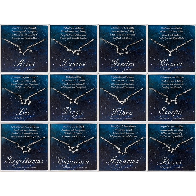 Horoscope Constellation Necklace in Gold Silver Rose Gold - Zodiac Pendant