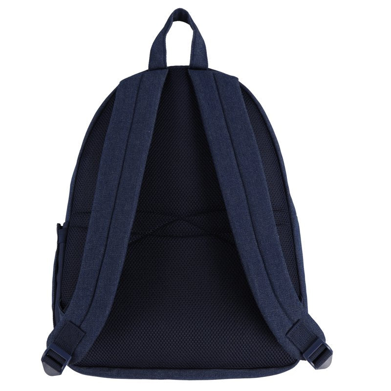 Unisex 17-Inch Denim Backpack with Colorblock Design for School & Travel