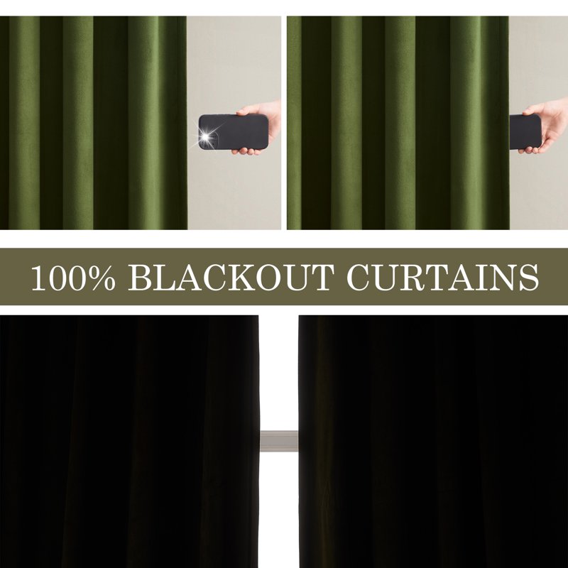 Blackout Velvet Curtains - Thermal Insulated Window Drapes for Bedroom & Living Room