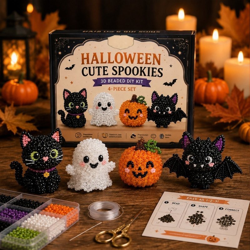 Mini 3D Beaded Animal Craft Kit for Halloween DIY Embroidery Gift