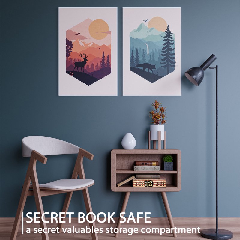 Fireproof Book Safe with Combination Lock and Fire-Resistant Money Bag, 10.5 x 7.9 x 2.5 Inches