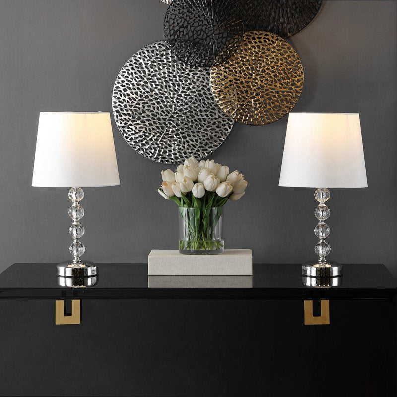 Set of 2 Crystal Table Lamps with USB Ports - Clear/Chrome