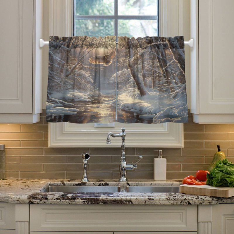 Light Filtering Patchwork Tier Curtains 27x24 in - Privacy Window Panels Set of 2