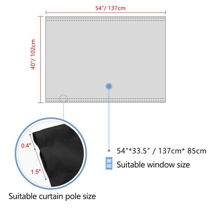 Blackout Window Curtain Panel - Solid Polyester Room Darkening Drapes