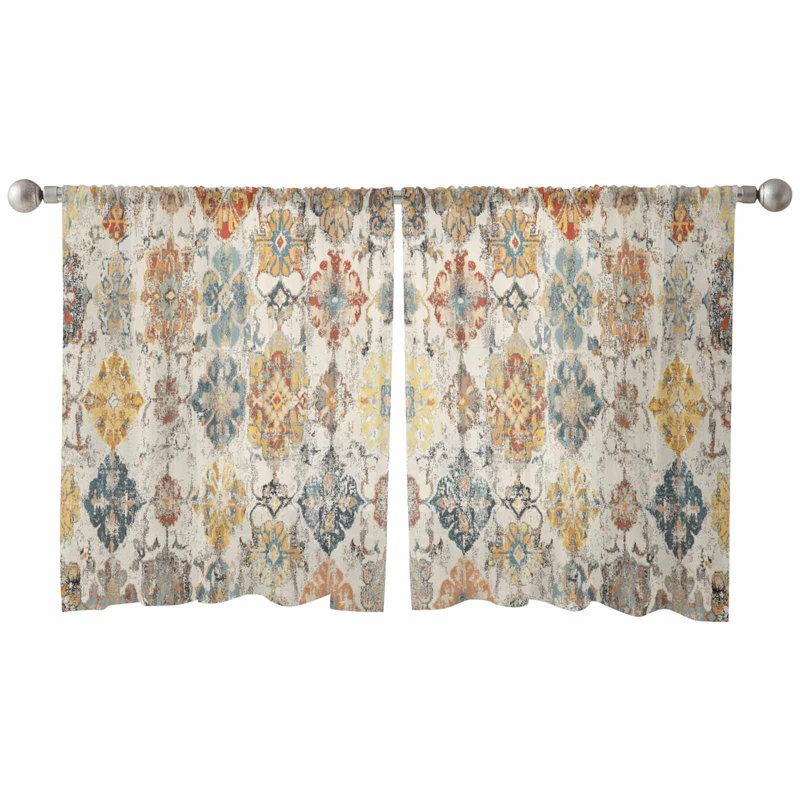 Farmhouse Semi Sheer Curtain Set - Boho Textured Window Drapes, Multiple Sizes