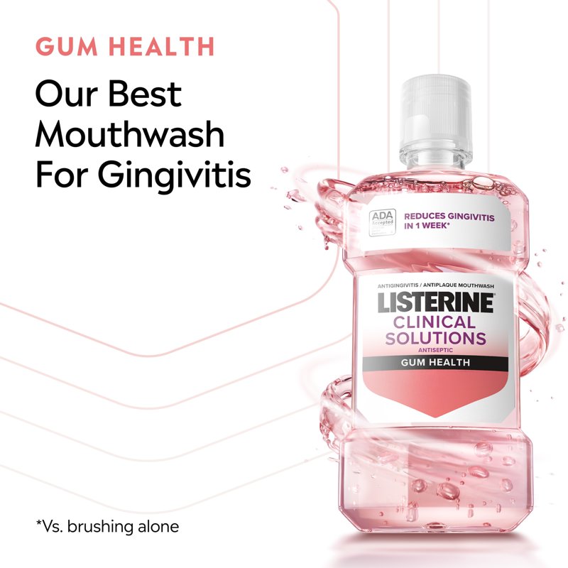 Gum Health Mouthwash - Antiseptic Oral Rinse for Plaque & Gingivitis, 500mL, Pack of 6