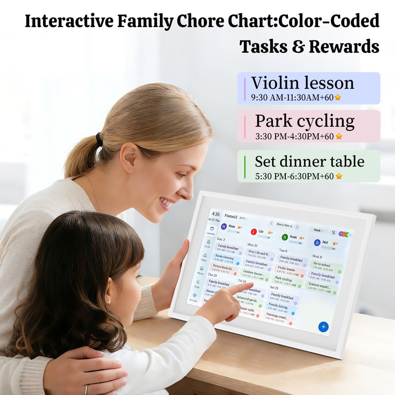 10.1 Inch Digital Calendar Wall Touch Screen Chore Chart Family Organizer