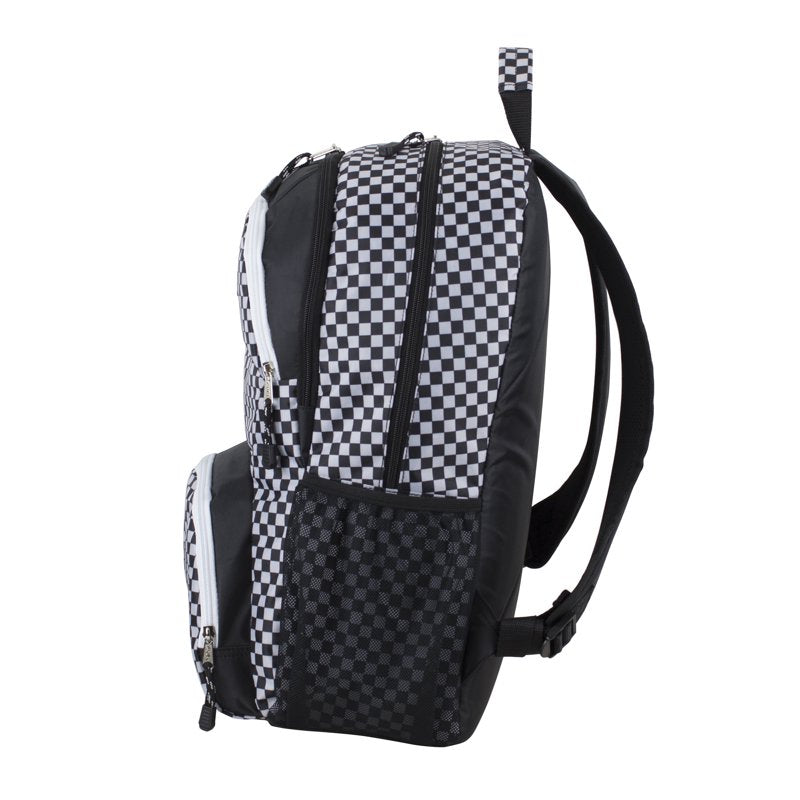 Unisex Checkered Backpack with Laptop Sleeve, Hydration Pockets & Padded Straps