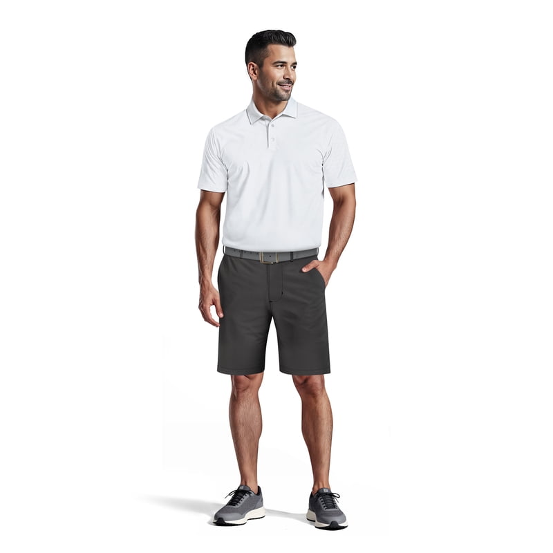 Men's & Big Men's Stretch Golf Shorts with Horizontal Pattern and Active Waistband - 9 Inch Inseam