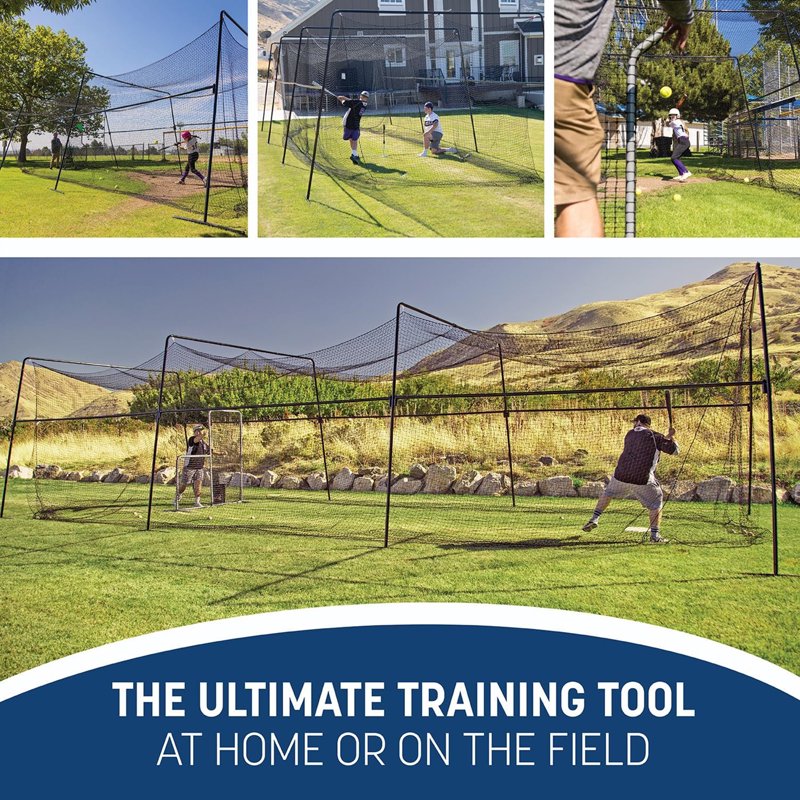 40ft Collapsible Baseball Batting Cage with Heavy-Duty Steel Frame & UV Net for Indoor Outdoor Training