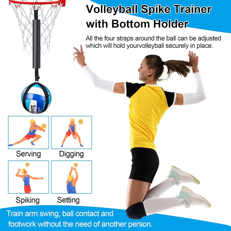 Volleyball Spike Trainer with Return Belt - Solo Practice Equipment for Beginners