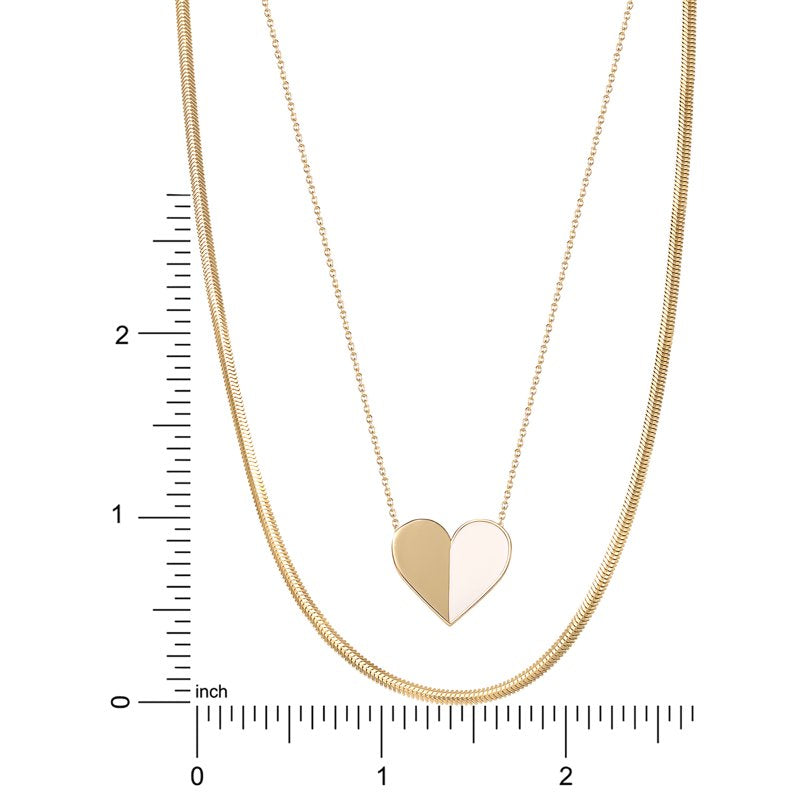 Gold Plated Heart and Snake Chain Necklace Set for Women