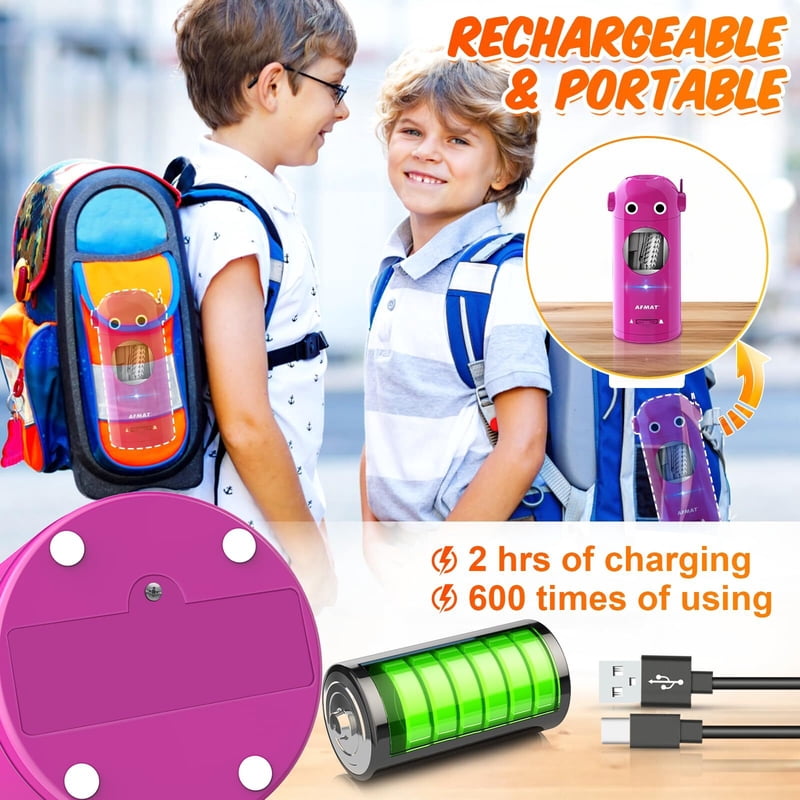 Automatic Rechargeable Electric Pencil Sharpener with Auto In & Out, Kids Safe, Multi-Size Fit
