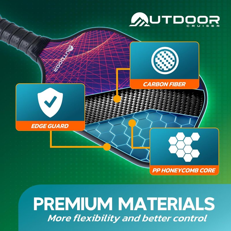 Variation of THIS listing: Outdoor Cruiser Pickleball Racket Set - Carbon Fiber Paddles, USAPA-Approved, Includes 2 Rackets, 4 Balls, Sling Bag, Grip Tapes - Teen
