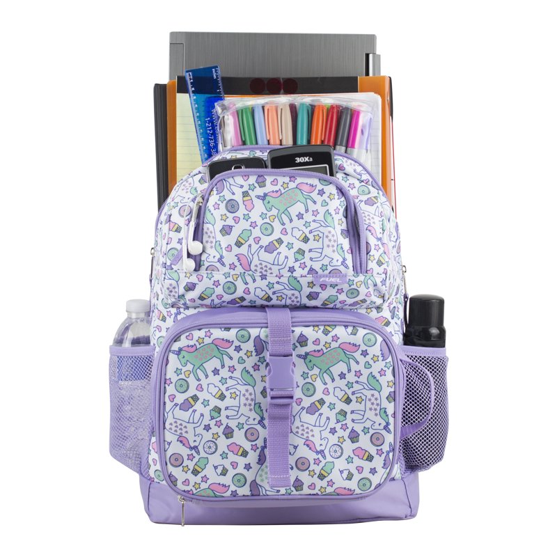 Unisex 4-Piece School Backpack Set with Lunch Box Shoe Pouch and Organizer