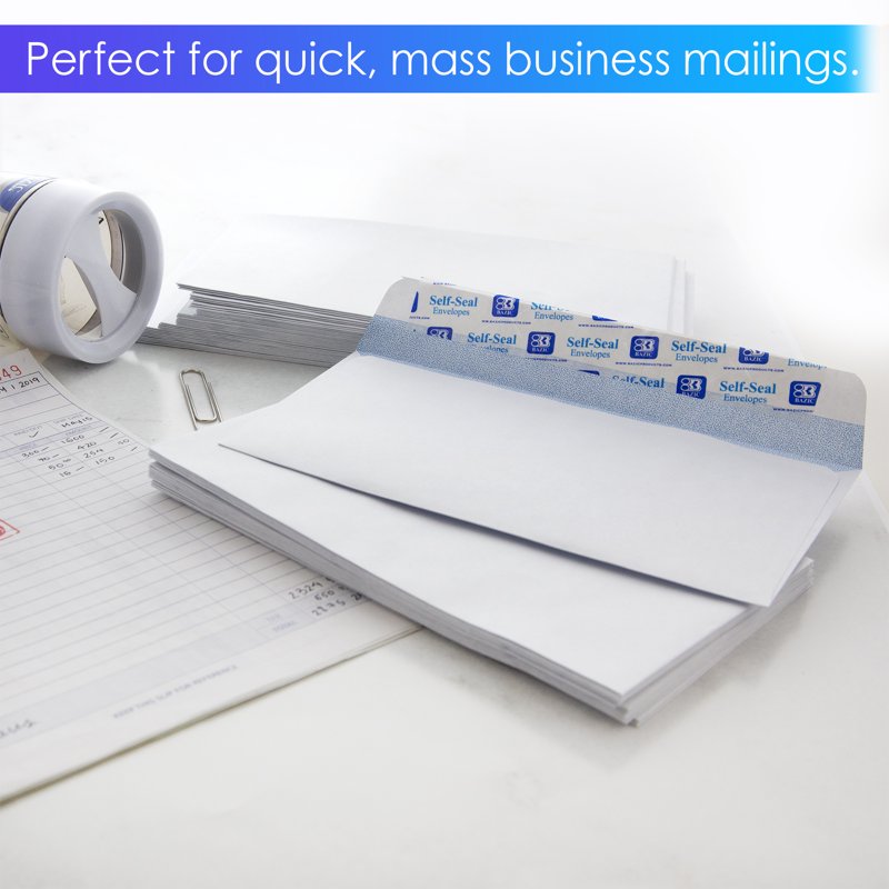 Business Envelopes Pack of 24 - Secure Peel & Seal Windowless White 55 Count