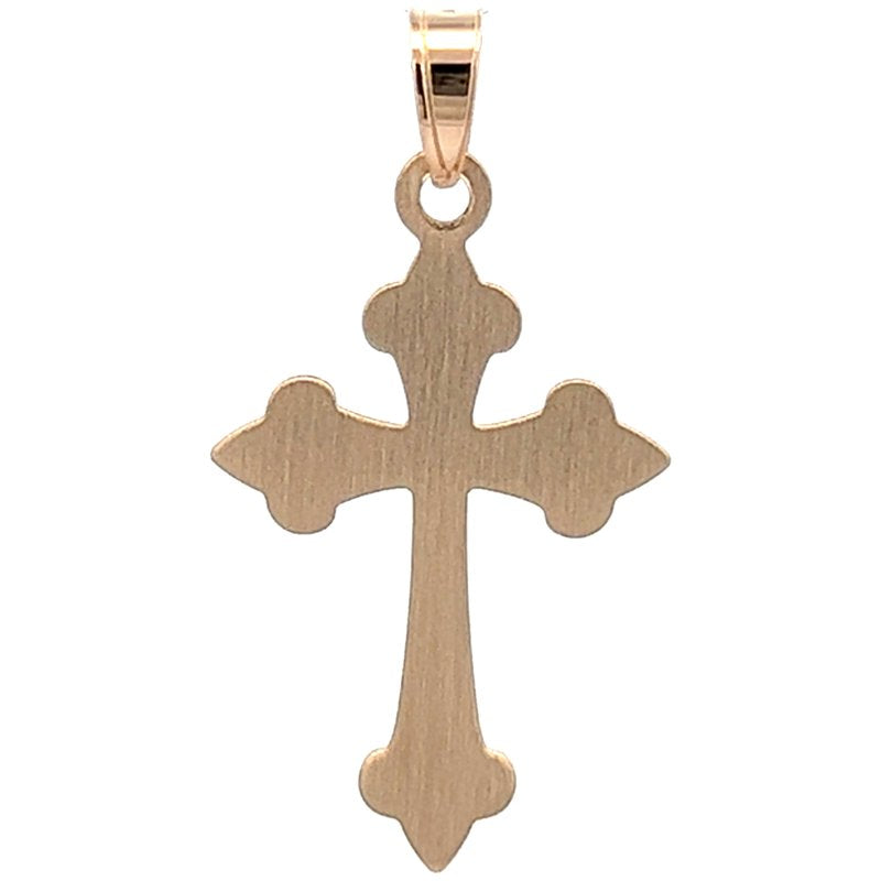 14K Gold Religious Cross Pendant - Fancy Edges, Fine Jewelry
