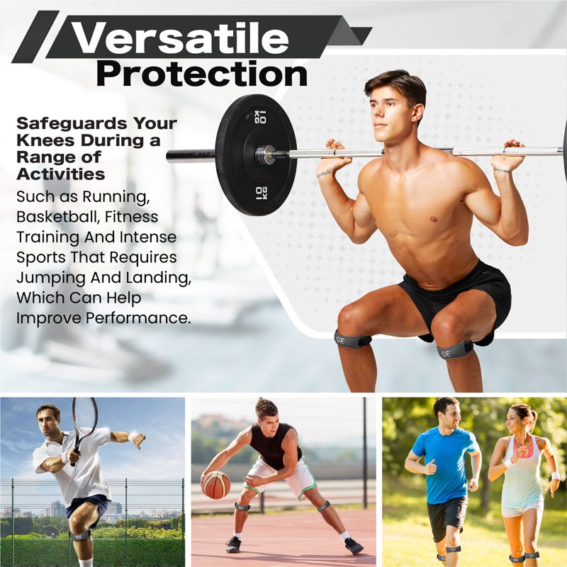 Adjustable Knee Support Strap with Compression Pad for Pain Relief & Stability - 2 Pack