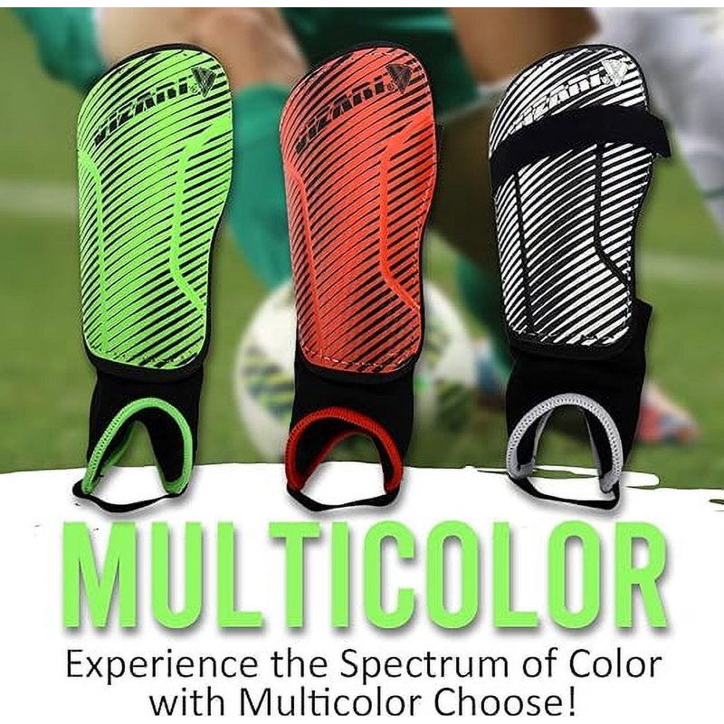 Vizari Matera Kids, Youth & Adults Shin Guards with Ankle Protection - XS Black/White