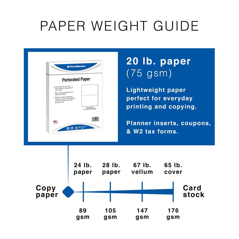 Half Sheet Perforated Printer Paper 8.5 x 11 White 2500 Sheets - Office Use