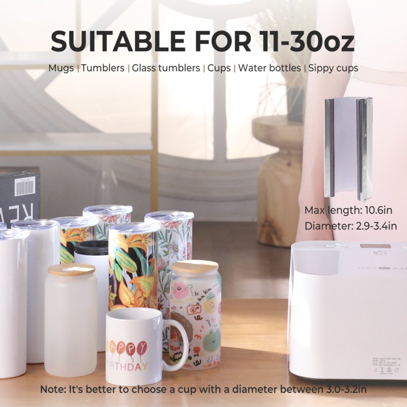 Auto Mug Heat Press Machine for Sublimation with 6 11oz Mugs Bundle