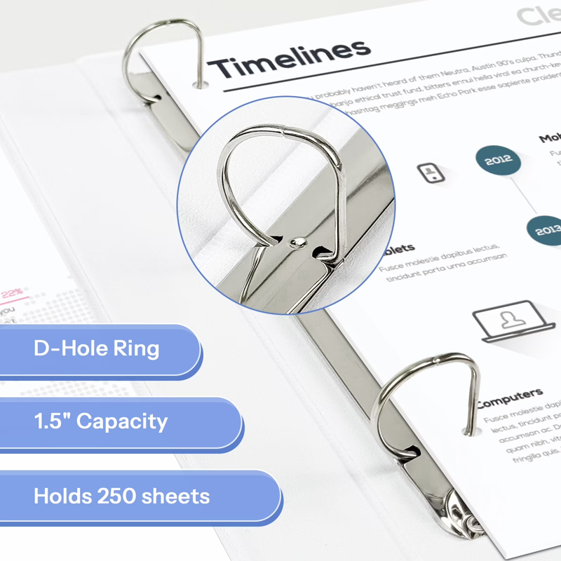 Heavy-Duty 1.5 Inch 3 Ring Binders Set of 4 for Office & School Organizing