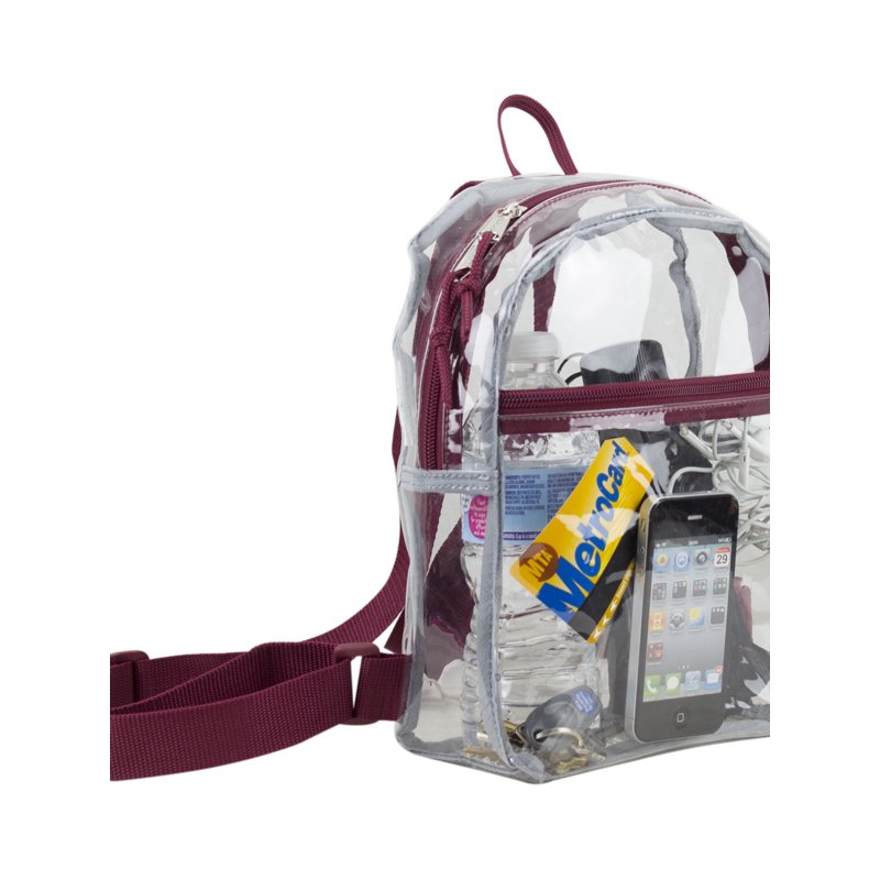 Unisex Clear Mini Backpack with Front Zipper Pocket - Lightweight & Durable