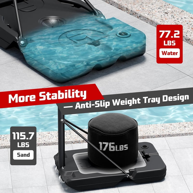 Portable Basketball Hoop with Adjustable Height 3.3-10 FT for Outdoor & Indoor Play