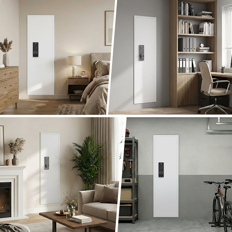 Wall Gun Safe with Dual Alarm System & Adjustable Shelves – Fireproof Security Cabinet