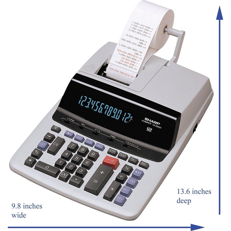 Heavy-Duty 12-Digit Commercial Printing Calculator with Ribbon Printer