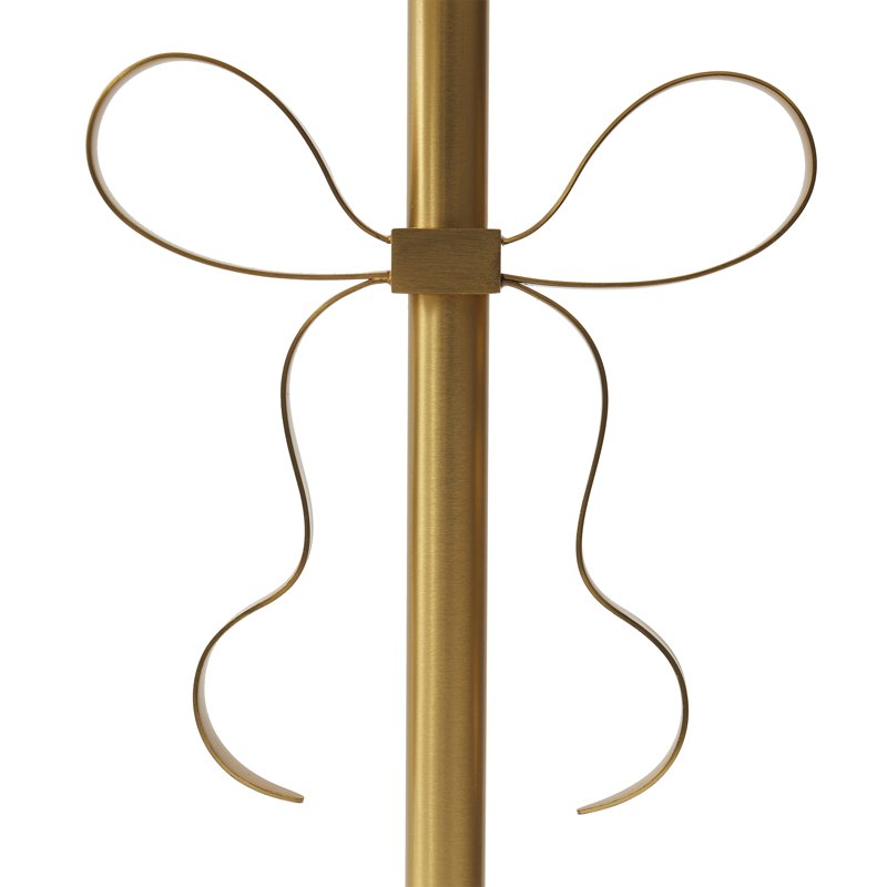 Gold Metal Bow Table Lamp with White Shade - 24 Inch Modern Farmhouse Decor