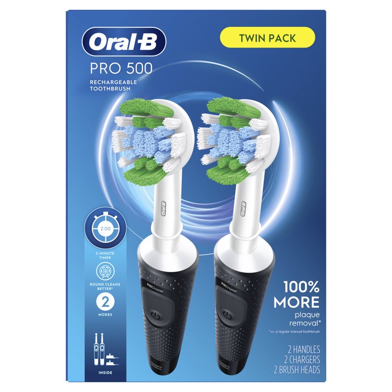 Oral-B Pro 500 Electric Toothbrush - 1 Brush Head, Black - For Adults & 3+ - Variation 2